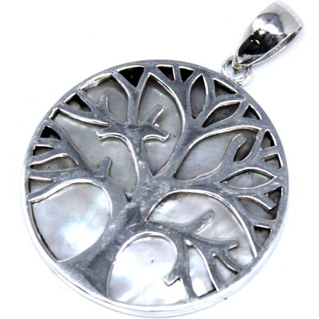 Tree Of Life Silver Pendant 30mm - Mother Of Pearl
