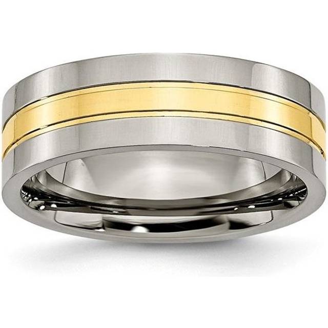 Chisel TB176-10 7 mm Titanium Yellow IP-plated Grooved Polished Band, Size 10 - Silver