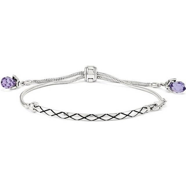 Reflection Beads QG3500 Sterling Silver Purple Swarovski Crystal Adjustable Bracelet - Polished & Antiqued