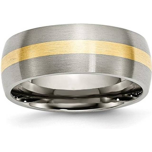 Chisel TB223-7.5 8 mm Titanium & 14K Yellow Gold Inlay Brushed Band, Size 7.5