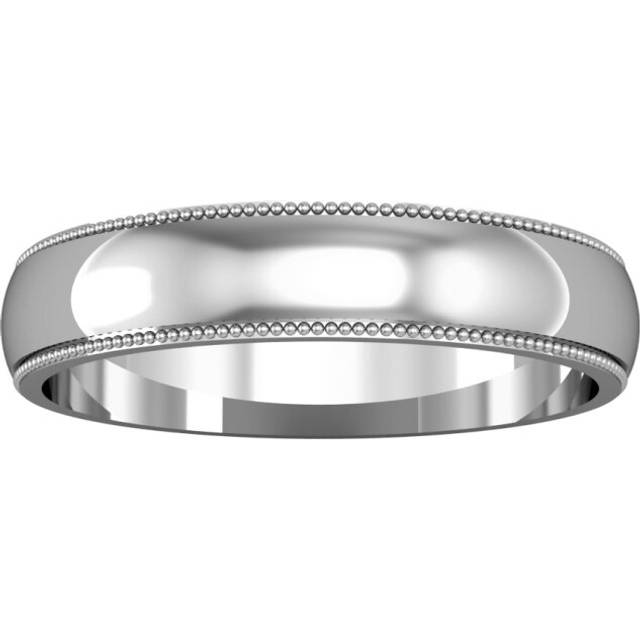 Platinum jewelco london 4mm d-shape mill grain edge wedding band commitment ring