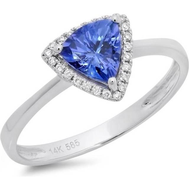 Harry Chad HC12847 0.88 CT Tanzanite & Round Diamonds Wedding Engagement Fancy Ring, Gold 14K - Color F - VVS1 Clarity