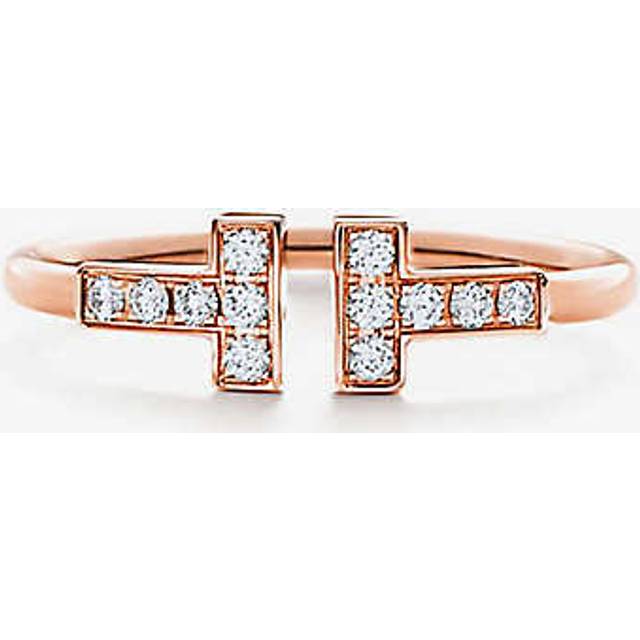 Tiffany & Co Womens Silver (silver) T 18ct Rose-gold and Diamond Wire Ring 7.5 - silver (Silver)
