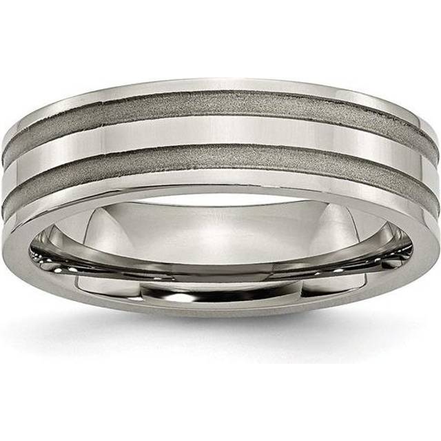 Bridal TB202-6.5 6 mm Titanium Grooved Brushed & Polished Band, Size 6.5