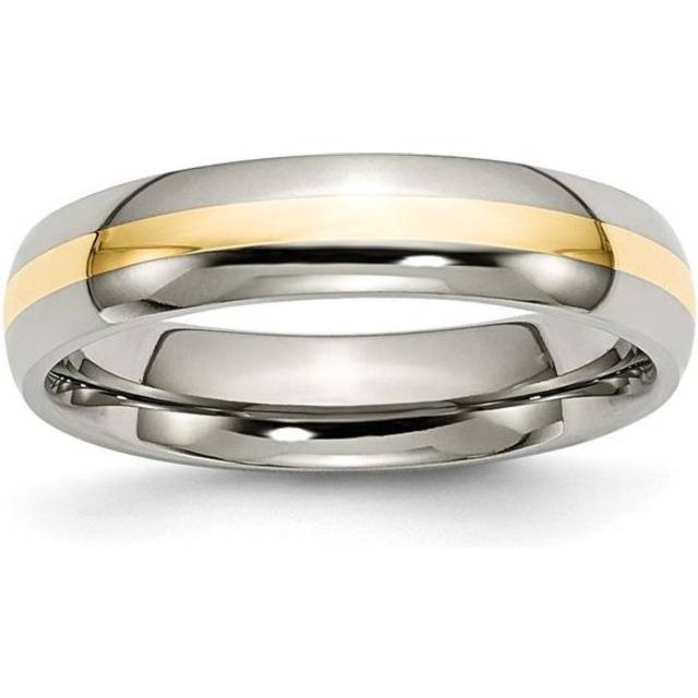 Chisel TB221-13 5 mm Titanium & 14K Yellow Gold Inlay Polished Band, Size 13