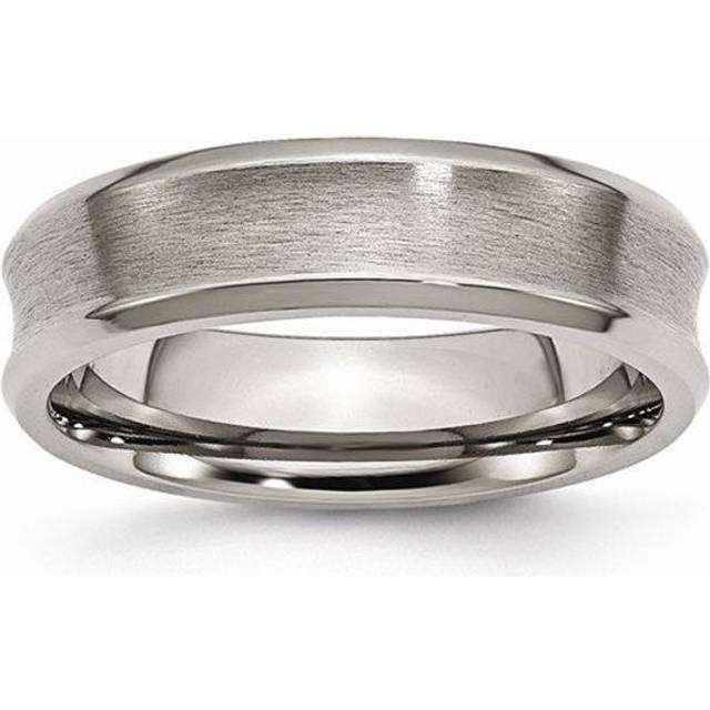 Bridal TB46-11 6 mm Titanium Beveled Edge, Concave Brushed & Polished Band - Size 11