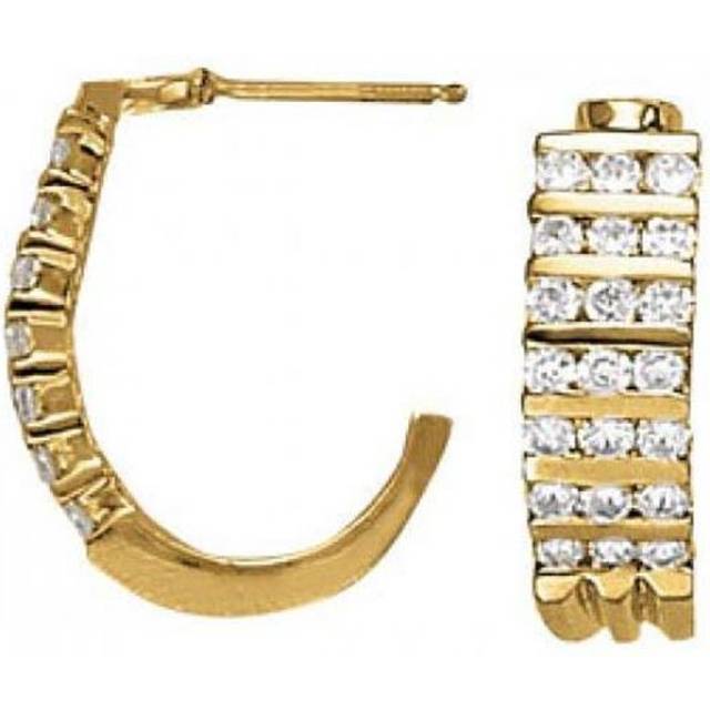 Harry Chad HC11829 2 CT Round Diamonds Yellow Gold Hoop Ladies Earrings, Color F - VVS1 Clarity