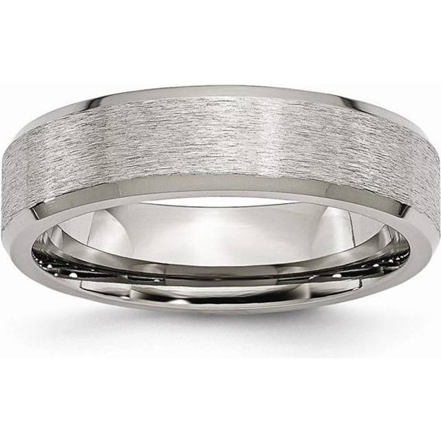 Bridal TB29-10 6 mm Titanium Beveled Edge Stone & Brushed Band - Size 10 - Silver