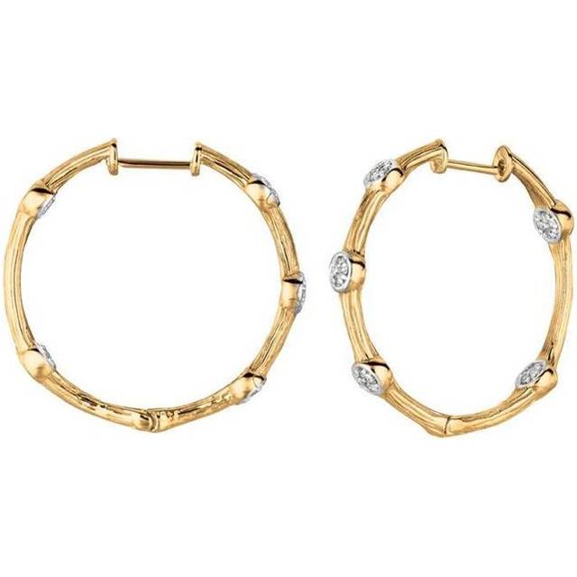 Harry Chad HC10675 0.33 CT Round Brilliant Diamond Pave Setting Hoop Earring Yellow Gold, Color G & H - VS2-SI Clarity