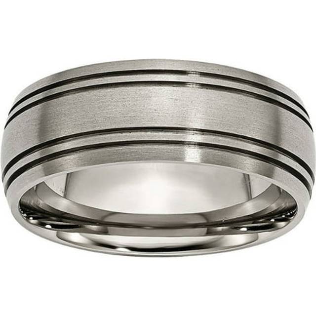 Bridal TB121-10 8 mm Titanium Grooved Satin Band, Brushed - Size 10 - Silver