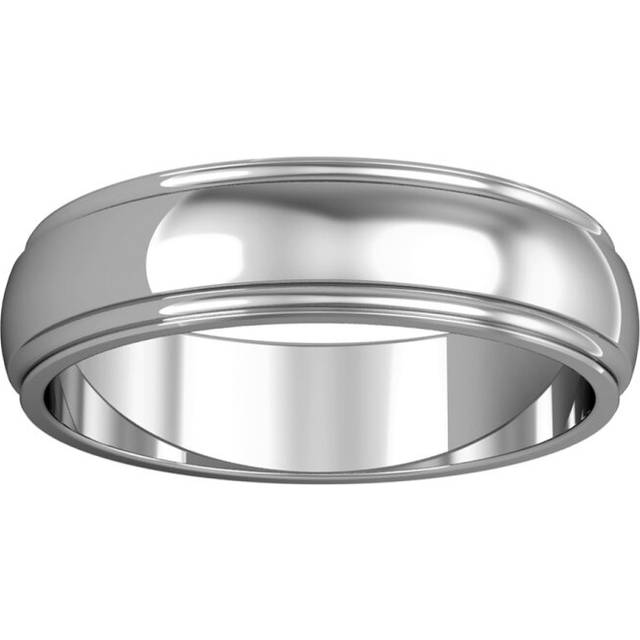 Platinum jewelco london 5mm d-shape track edge wedding band commitment ring