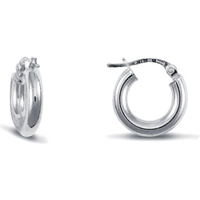 Jewelco London Ladies 9ct White Gold Polished 3mm Hoop Earrings 16mm - JER126