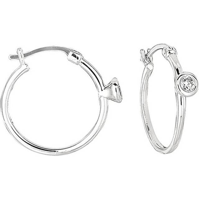 Harry Chad HC10635 0.25 CT Diamonds Bezel Set Hoop Earrings Solid - White Gold 14K Earring, Color G & H - VS2-SI Clarity