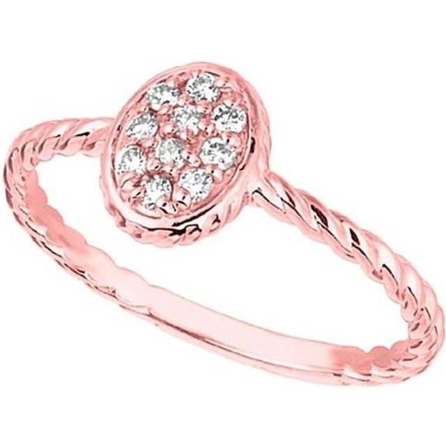 Harry Chad HC10612-3.5 0.15 CT Round Brilliant Diamond Oval Shape Wedding Anniversary Ring - Gold 14K