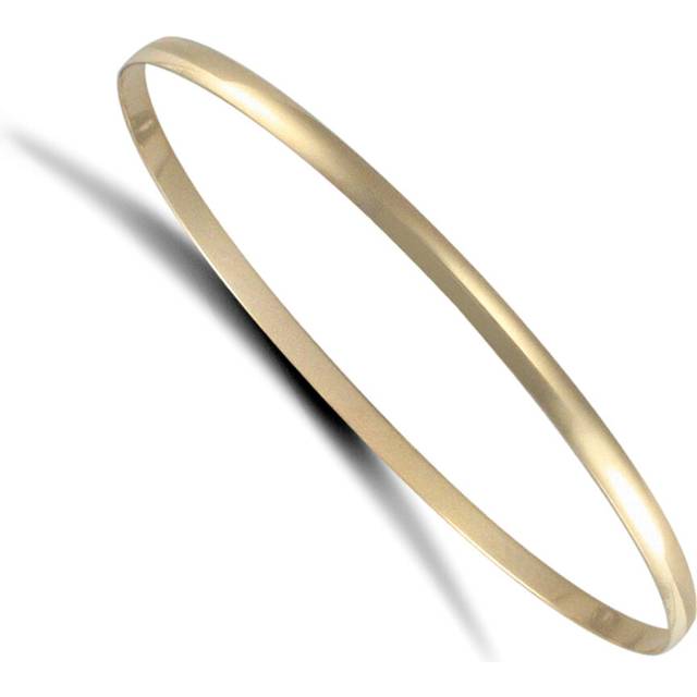 Jewelco London Ladies Solid 9ct Yellow Gold D-Shape 3mm Bangle Bracelet - JBG060