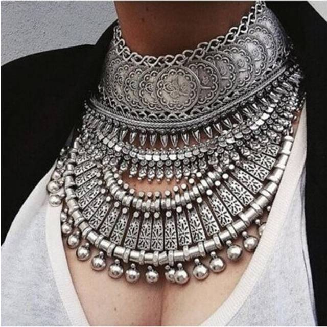Ztech Collar Coin Necklace & Pendant Vintage Crystal Maxi Choker Statement Collier female Boho Big Fashion Women Jewellery Gifts - Multicoloured