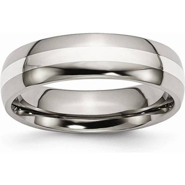 Chisel TB81-6.5 6 mm Titanium & Sterling Silver Inlay Polished Band - Size 6.5