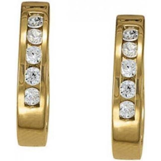 Harry Chad HC12834 1 CT Round Brilliant Diamonds Yellow Gold 14K Hoop Earring - Color F - VVS1 Clarity