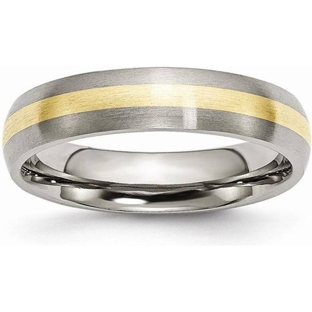 Chisel TB19-12.5 5 mm Titanium 14k Yellow Gold Inlay Brushed Band, Size 12.5
