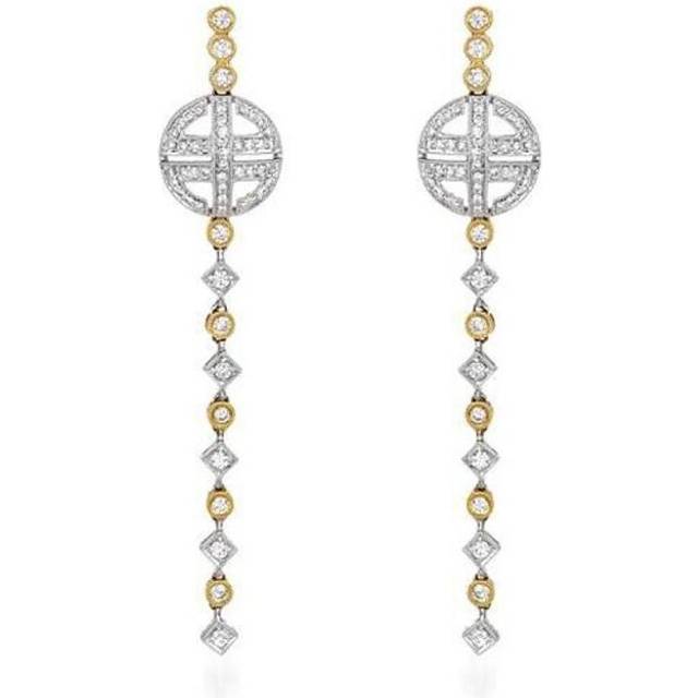 Harry Chad HC11847 2.20 CT Diamonds Women Chandelier Earring - Two Tone Gold 18K, Color F - VVS1 Clarity