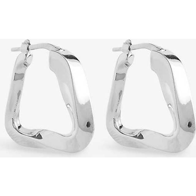 Bottega Veneta Womens Silver Wave Triangle 18ct Yellow-gold Plated Hoop Earrings 2.5cm - SILVER