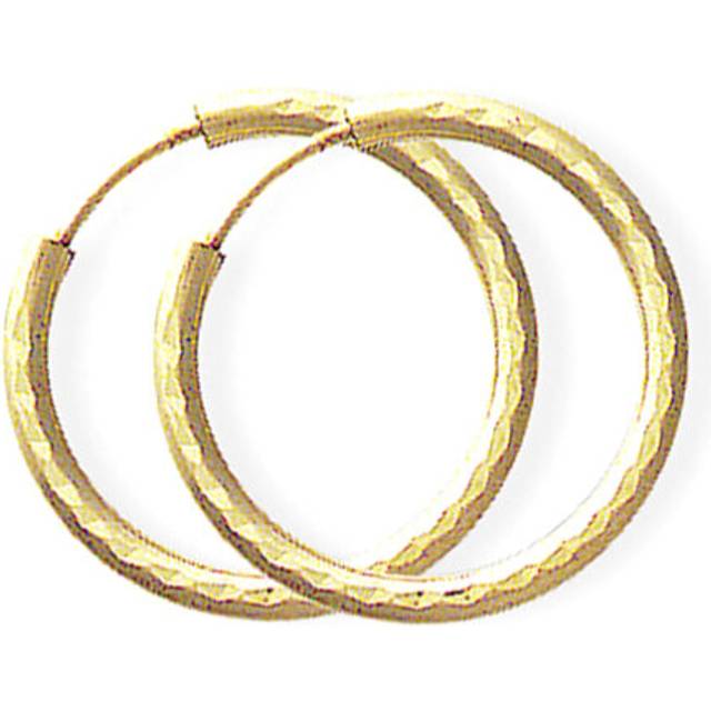 9ct gold jewelco london 1.2mm diamond-cut sleeper hoop earrings - 18mm