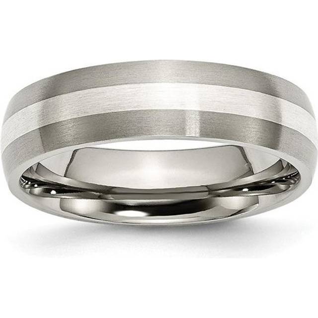 Chisel TB210-10 6 mm Titanium Sterling Silver Inlay Brushed Band, Size 10