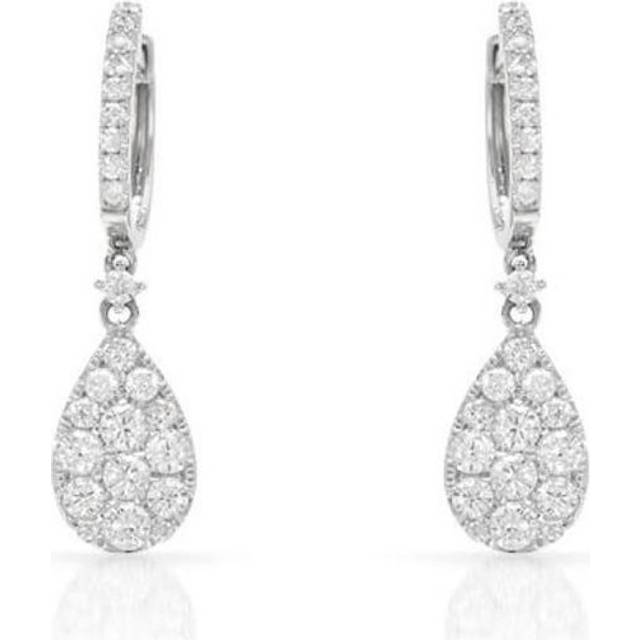 Harry Chad HC10883 1.10 CT Round Diamonds Hoop Style Dangle Women Earring, White Gold 18K - Color F - VVS1 Clarity