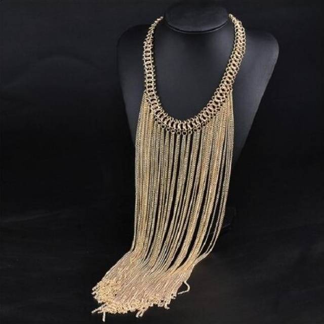 Vintage Boho Choker Bohemian Collar Fashion Gold Silver Plated Long Necklace Maxi Statement Tassel Necklace Women 2016 Jewelry