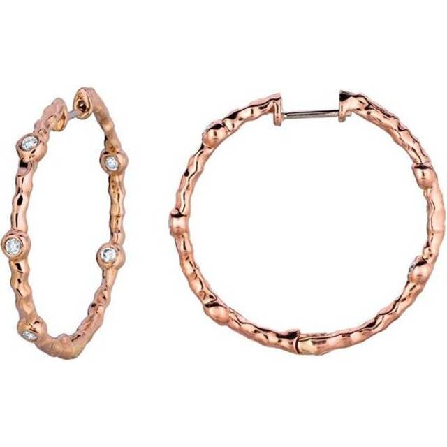 Harry Chad HC10676 0.33 CT Round Diamond Bezel Setting Women Hoop Earring, Color G & H - VS2-SI Clarity - Multicoloured