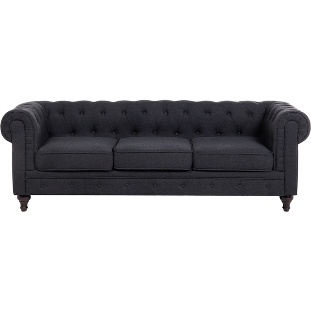 Beliani 3 Seater Fabric Sofa Graphite Grey Chesterfield, Grey