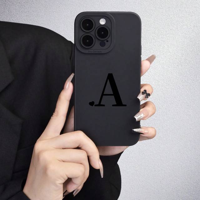1 st Black Angel Eye Matte Touch Fullt skydd Dammtätt och vattentätt TPU-fodral med mjukt fodral kompatibelt med Apple och Samsung med bokstavsmönster - Svart (Multi-size)