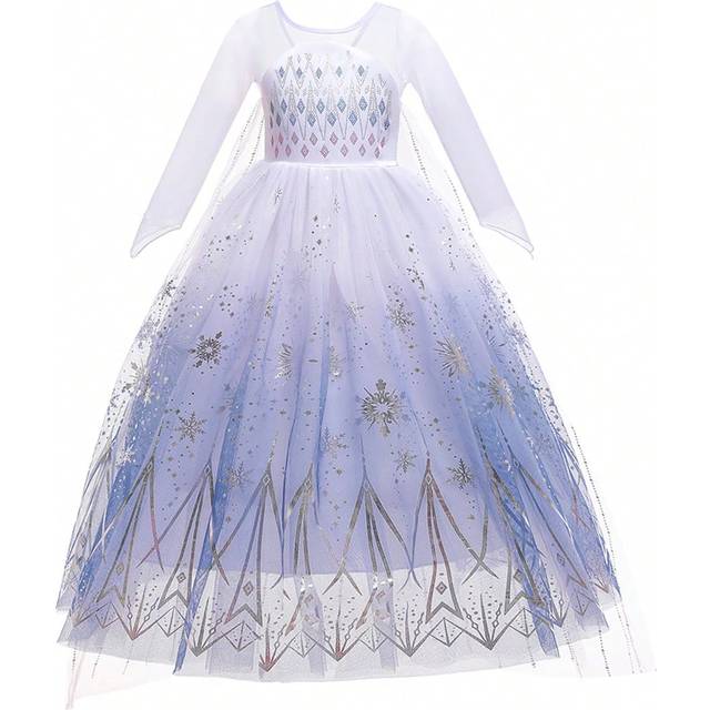 SHEIN Young Girls Long Sleeve Snow Flake Print Tulle Elegant Princess Birthday Party Dress For Performance, Host, Party, Without Headwear