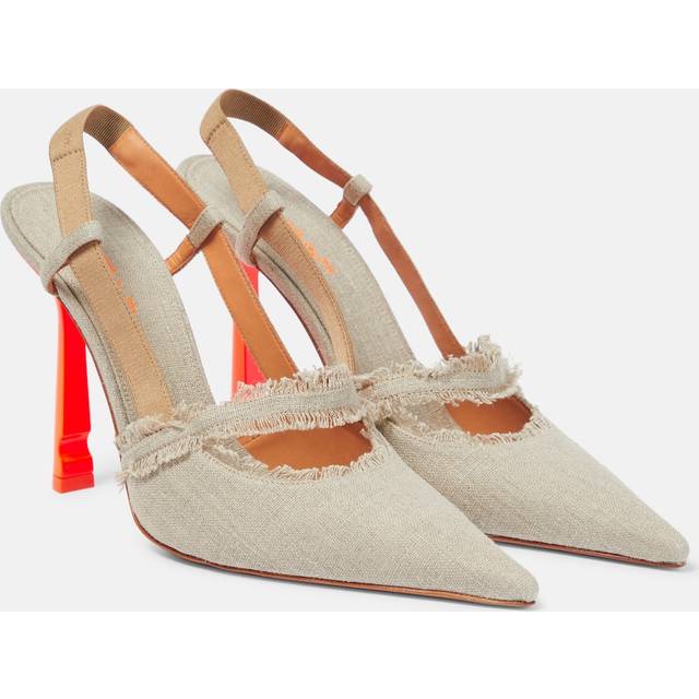 Off-White Pop Oyster linen slingback pumps