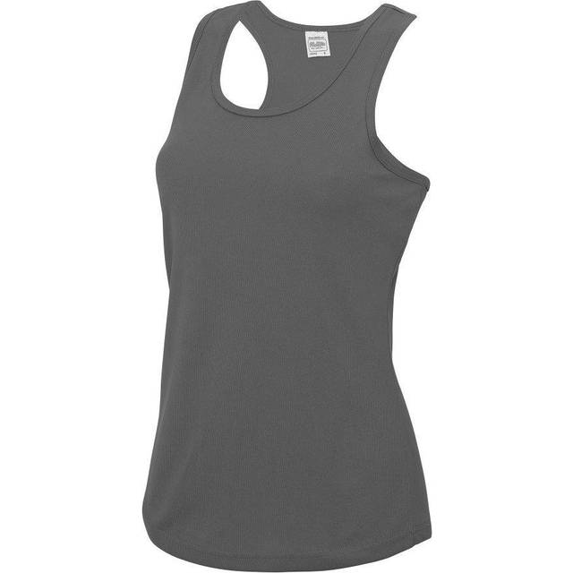 (S, Charcoal) Just Cool Girlie Fit Sports Ladies Vest / Tank Top