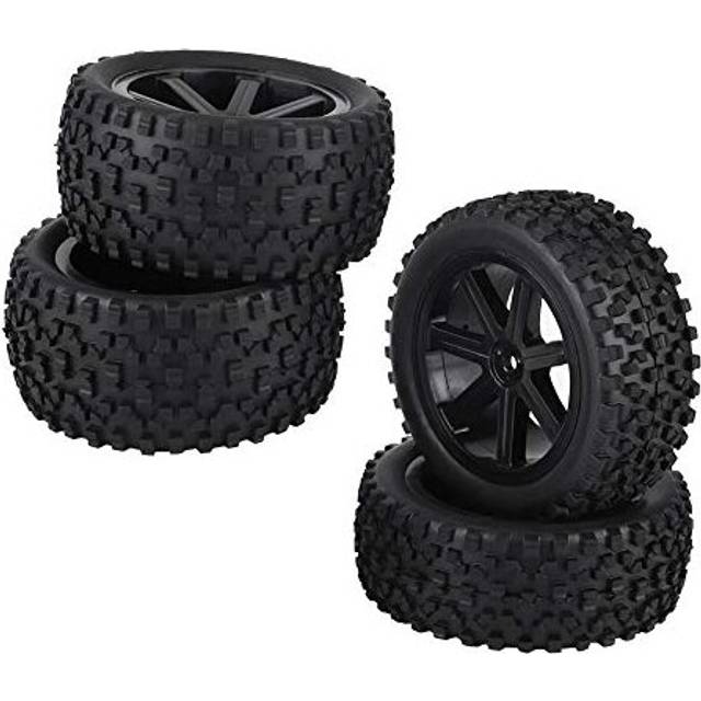 RC däck, 4 st 1/10 RC lastbil gummidäck hjul däck kompatibla med ZD Racing Buggy Crawler bil RC hjuldäck (svart)