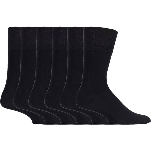 (6-11 UK, SOMRM01) Sock Shop Gentle Grip - 6 Pairs Mens Non Elastic Bamboo Socks