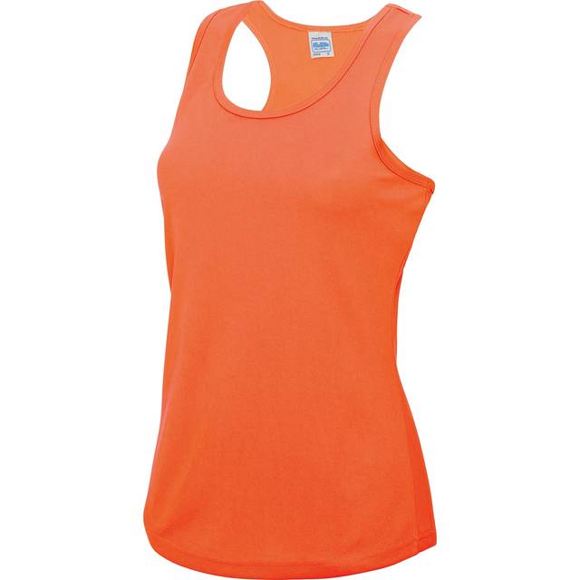 (M, Electric Orange) Just Cool Girlie Fit Sports Ladies Vest / Tank Top