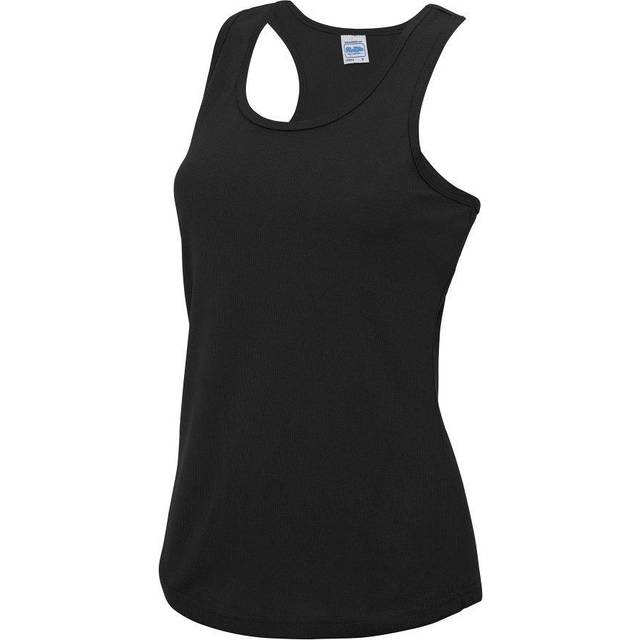 (XL, Jet Black) Just Cool Girlie Fit Sports Ladies Vest / Tank Top
