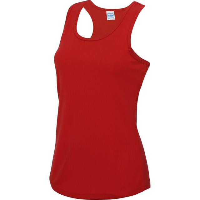 (L, Fire Red) Just Cool Girlie Fit Sports Ladies Vest / Tank Top