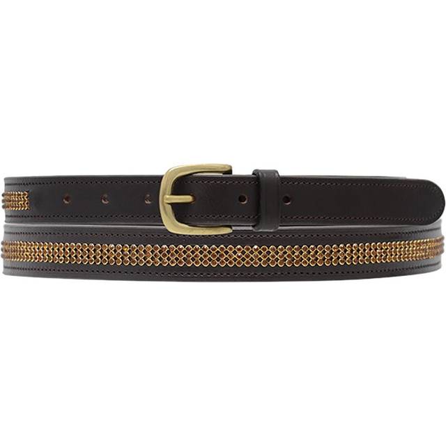 (80cm, Brown/Diamante) Hy Womens/Ladies Crystal Diamante Leather Belt