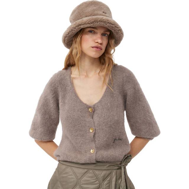GANNI Taupe Fluffy Tech Bucket Hat - Oyster Gray - XS-S