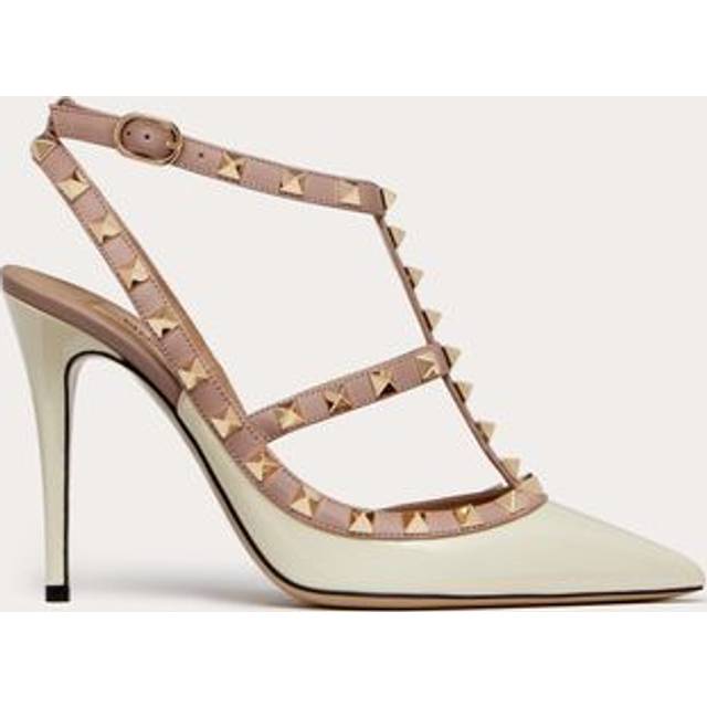 Valentino Garavani Patent Rockstud Caged Pump 100Mm Woman IVORY/POUDRE 38