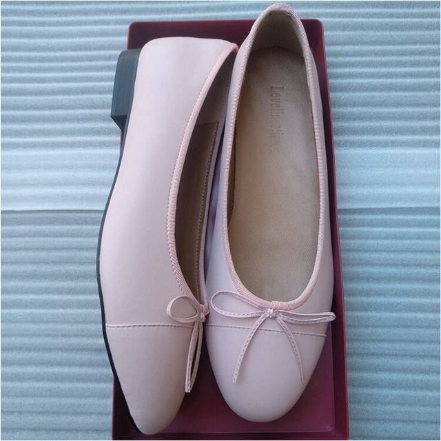 (a-light pink 35) Ballet Flats Classic Shoes Women Basic 2023 Leather Tweed Cloth Two Color Splice Bow Round Ballet Shoe Fashion Flats Women Shoes