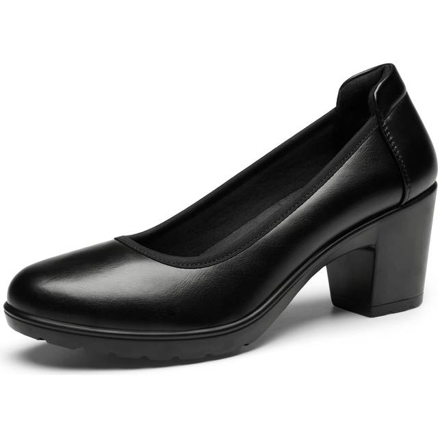 DREAM PAIRS Womens SDPU2230W Edena chunky closed Toe Low Block Heels Work Pumps comfortable Round Toe Dress Wedding Shoes, Size 95, Black