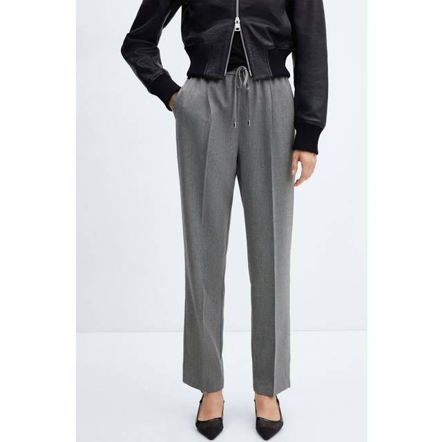 Grey Ankle Crop Drawstring Trousers (L)