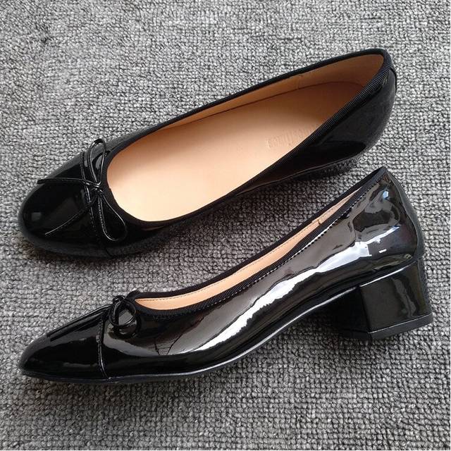 (a-black  76767 40) Bow Ballet High Heels Shoes Woman Basic Pumps 2023 Fashion Two Tone Stitching Round Bow Work Shoe Fashion Party Women Shoes Pump