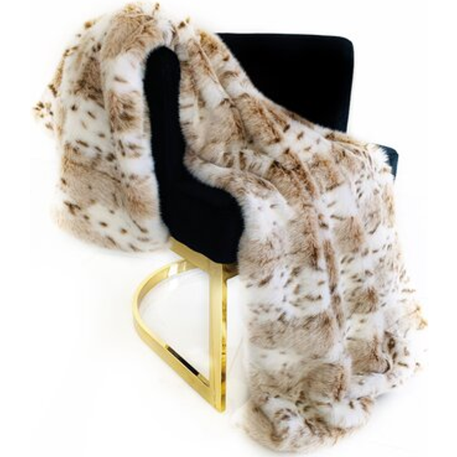 Plutus Brands PBSF1518-114x120 114 x 120 in. Leopard Fur Faux Fur Luxury Throw Blanket, Brown & Beige