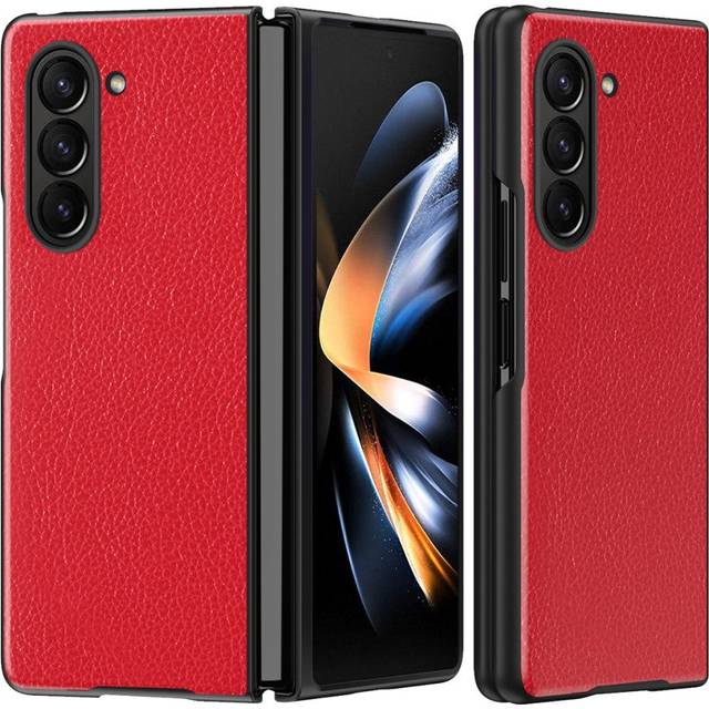 Samsung Galaxy Z Fold5 5G Litchi Konstläder Skal - Röd
