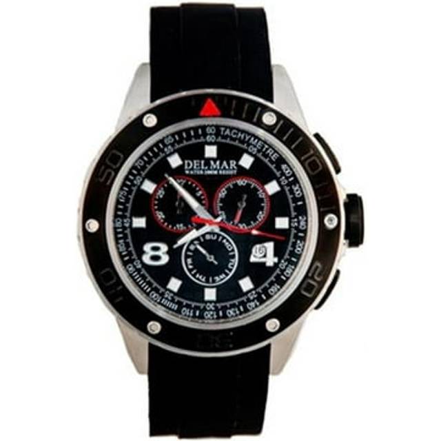 Del Mar 50217 Mens 100 Meter Rugged Sport Chronograph Watch with Black Silicone Strap